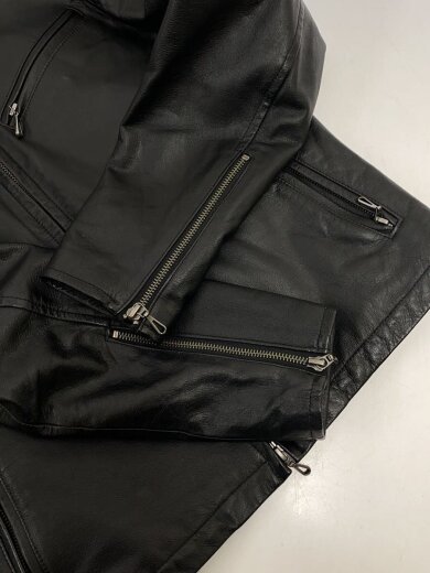 商品画像：レザージャケット・ブルゾン/1/--/BLK/無地 6