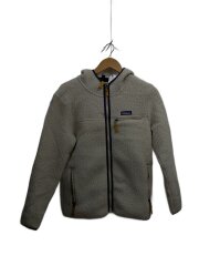 レトロパイルフーディー/フリースジャケット/S/ポリエステル/WHT