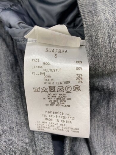 商品画像：ダウンジャケット/S/ウール/GRY/無地/SUAF613 4