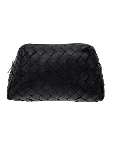 商品画像：イントレチャートポーチ/牛革/BLK/無地 1