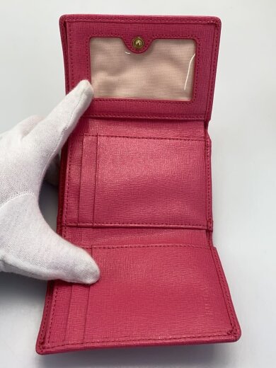 商品画像：3つ折り財布/レザー/PNK/無地/レディース 4