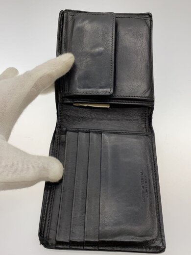 商品画像：2つ折り財布/レザー/BLK/無地/メンズ/イントレチャート// 4