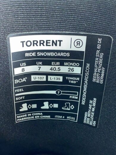 商品画像：スノーボードブーツ/US8/BLK/RIDETORRENT// 6