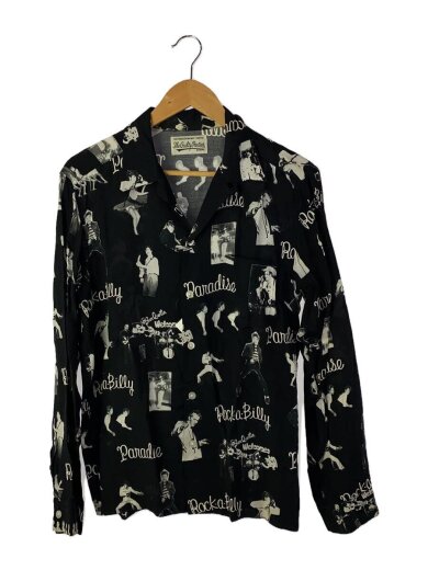 商品画像：長袖シャツ/XL/レーヨン/BLK/総柄/03-5708-5277 1