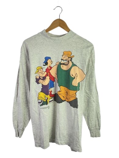 商品画像：90s/usa製/ポパイ/NJ CROCE/長袖Tシャツ/L/コットン/GRY/無地 1