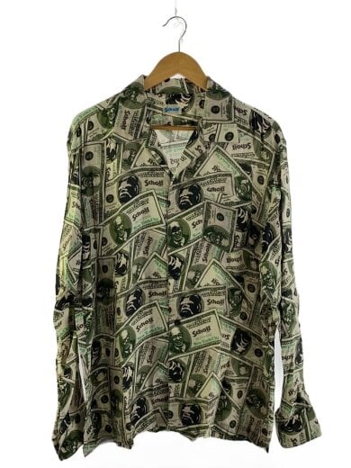 商品画像：長袖シャツ/XL/レーヨン/KHK/総柄/782-3120004 1