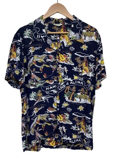 商品画像：アロハシャツ/XL/レーヨン/NVY/総柄// 1