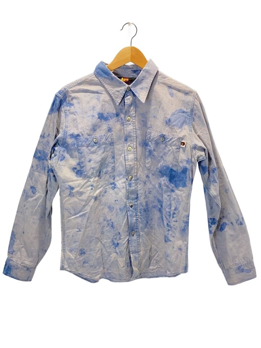 A BATHING APE / 初期タグ/Bleach Shirt/長袖シャツ/M/コットン/BLU/総柄