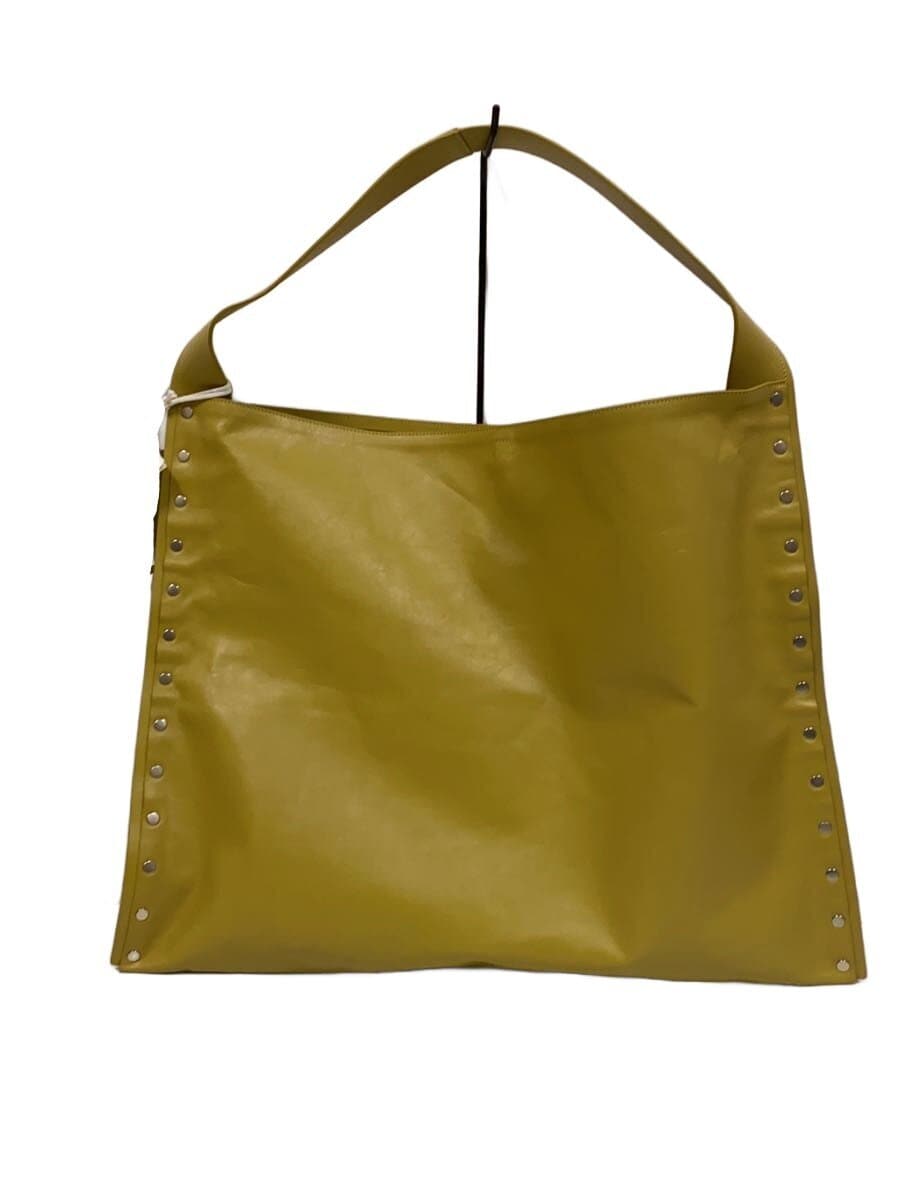 JIL SANDER / リベットボーダートート/ショルダーバッグ/レザー/YLW/無地/JSMU852328