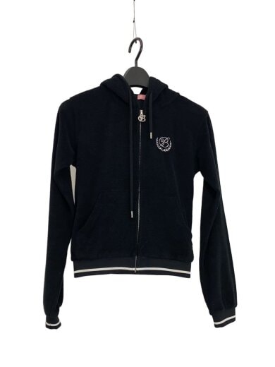 商品画像：ジップパーカー/S/ベロア/BLK/無地 1