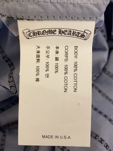 商品画像：総柄ストライプシャツ/長袖Tシャツ/XL/コットン/BLU/ストライプ 4