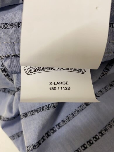 商品画像：総柄ストライプシャツ/長袖Tシャツ/XL/コットン/BLU/ストライプ 5