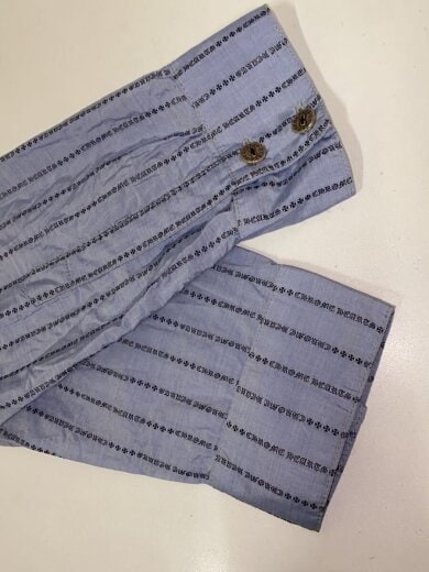 商品画像：総柄ストライプシャツ/長袖Tシャツ/XL/コットン/BLU/ストライプ 6