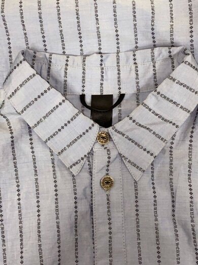 商品画像：総柄ストライプシャツ/長袖Tシャツ/XL/コットン/BLU/ストライプ 8