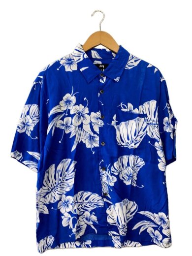 商品画像：Hawaiian Short-Sleeve Shirt/M/レーヨン/BLU/総柄// 1