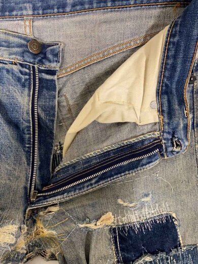 商品画像：60-70s/VT/505/BIGE/シングル/実寸W31/デニム/インディゴ/リペア多/ダメージ 3