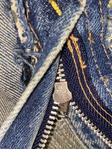 商品画像：60-70s/VT/505/BIGE/シングル/実寸W31/デニム/インディゴ/リペア多/ダメージ 7