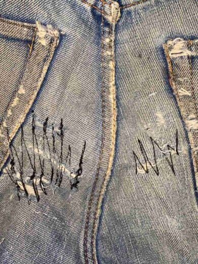 商品画像：60-70s/VT/505/BIGE/シングル/実寸W31/デニム/インディゴ/リペア多/ダメージ 8