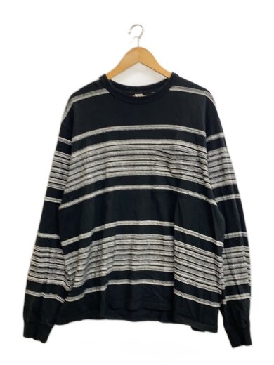 商品画像：長袖Tシャツ/L/コットン/BLK/ボーダー/305-232037// 1