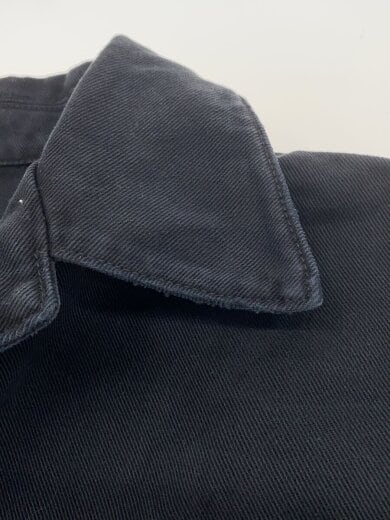 画像：PRADA21AW/ドリルシャツ無地バックトライアングルロゴシャツ/S/コットン/ブラック/GEC0687