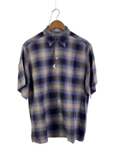 商品画像：半袖シャツ/M/レーヨン/ブルー/チェック 1