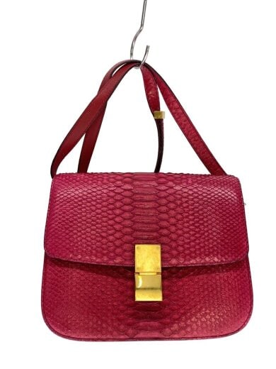 商品画像：ショルダーバッグ/パイソン/クラシックボックス/レザー/レッド 1