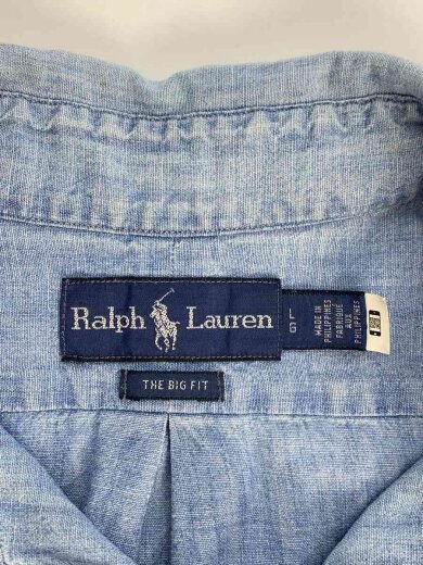 商品画像：長袖シャツ/L/コットン/BLU/THE BIG FIT/首回りヨゴレ有// 3