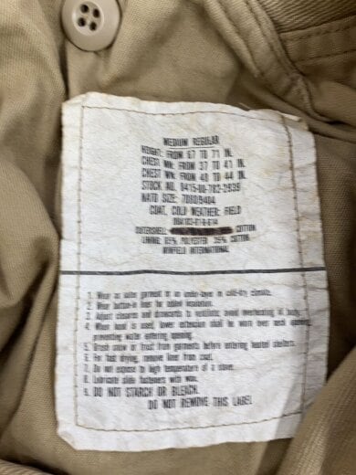 商品画像：ミリタリージャケット/M/コットン/ベージュ/8415-00-782-2939 3