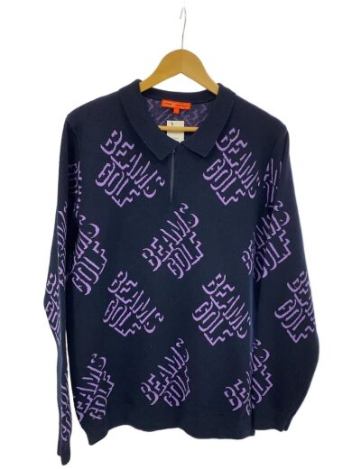 商品画像：ニット・セーター(薄手)/L/ポリエステル/パープル/ゴルフ/総柄/82-15-0021-647 1