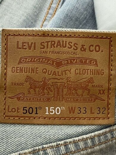 商品画像：SIZE:33x32表記/リペアデザイン/ブルーデニム/ボタンダウン150th 4