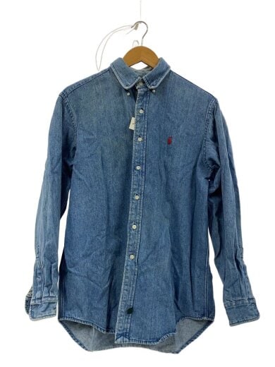 商品画像：長袖シャツ/M/デニム/インディゴ/無地/90s/ボタンダウンシャツ 1
