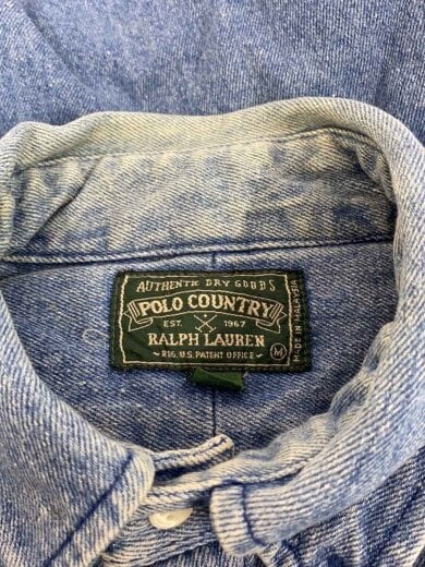 商品画像：長袖シャツ/M/デニム/インディゴ/無地/90s/ボタンダウンシャツ 3