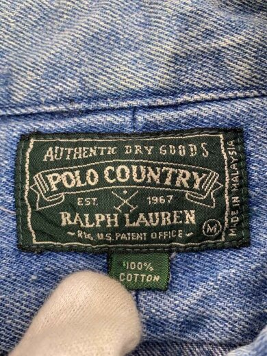 商品画像：長袖シャツ/M/デニム/インディゴ/無地/90s/ボタンダウンシャツ 4