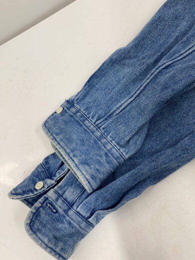 商品画像：長袖シャツ/M/デニム/インディゴ/無地/90s/ボタンダウンシャツ 5