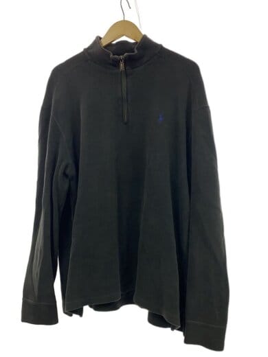 商品画像：色褪せあり/胸ロゴ/ハーフジップ/ドライバースニット/スウェット/XL/コットン/BLK/無地// 1