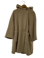 フード付ロングコート/40/ウール/CRM/無地