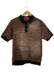 18ss/striped knit polo/ポロシャツ/M/コットン/BRW/ボーダー