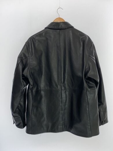 商品画像：Calf Leather/レザージャケット・ブルゾン/L/レザー/BLK/無地/ボタン取れかけ 2