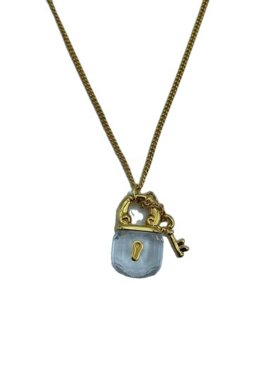 商品画像：ネックレス/南京錠モチーフ/メッキ/GLD/トップ有/レディース 1