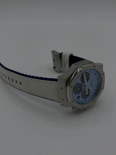 商品画像：ソーラー腕時計/アナログ/レザー/BLU/WHT/SS/EVS43 7