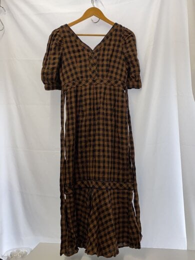 商品画像：半袖ワンピース/M/リネン/BRW/チェック/1223305022 2