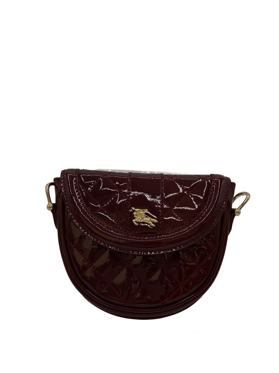 BURBERRY / キルティング_パテントレザー_ミニショルダーバッグ/エナメル/RED/無地