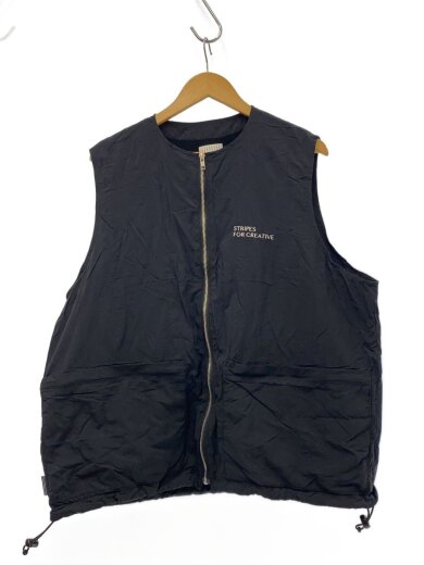 商品画像：25SS_STITCHED ZIP VEST_ナイロンベスト/L/ナイロン/BLK/ストライプ/SFCSS25J05 1