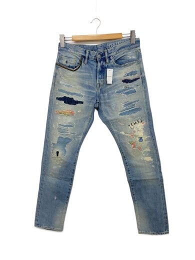 商品画像：HPR加工デニムスリムストレートパンツ/30/ボタンフライ/IDG/02183AP12 1