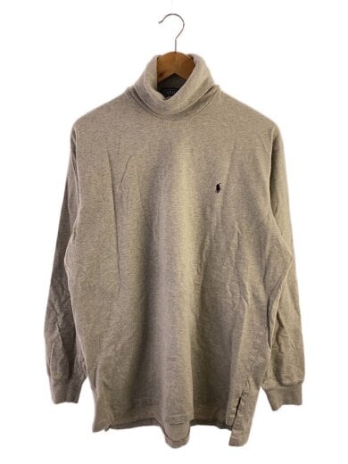 商品画像：タートルネック/ワンポイント/長袖Tシャツ/L/コットン/GRY 1