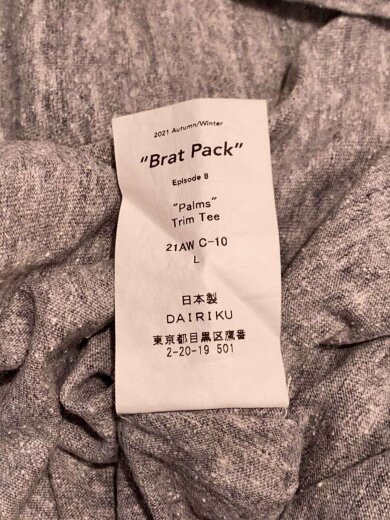 商品画像：21AW/Palms Trim Tee/L/コットン/GRY/21aw c-10 4