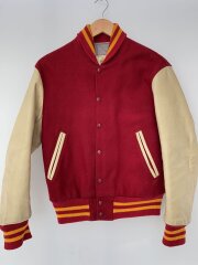 70s～80s/USA製/ウールスタジャン/S/袖レザー切替/BRD/無地