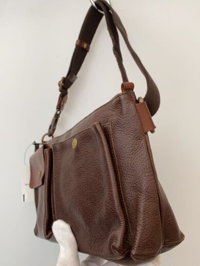 商品画像：3ポケット/ショルダーバッグ/レザー/BRW/無地/使用感有/角スレ有/ 2