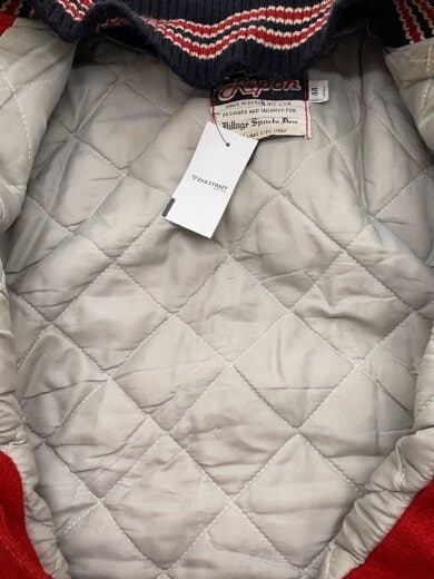 商品画像：70s～/袖レザー切替/ウールスタジャン/44/レザー/RED/無地 3