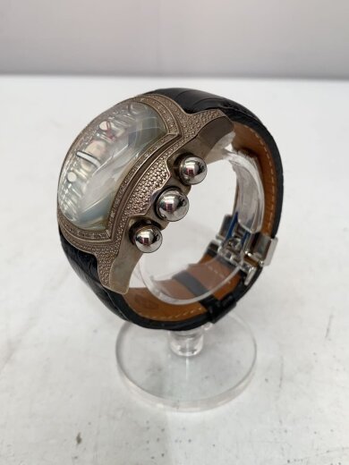 商品画像：クォーツ腕時計/アナログ/レザー/SLV/BLK/SS 2